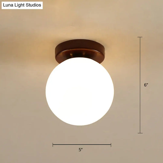 Geometric Flush Mount Ceiling Light Fixture - Modern Wooden Design (1 - Light Brown) Brown / Globe