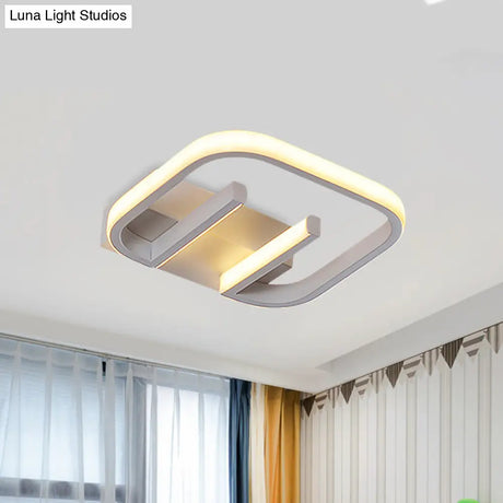 Geometric Led Ceiling Light In Nordic White/Black/Gold With Metallic Finish - Perfect For Hallways