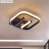 Geometric Led Ceiling Light In Nordic White/Black/Gold With Metallic Finish - Perfect For Hallways