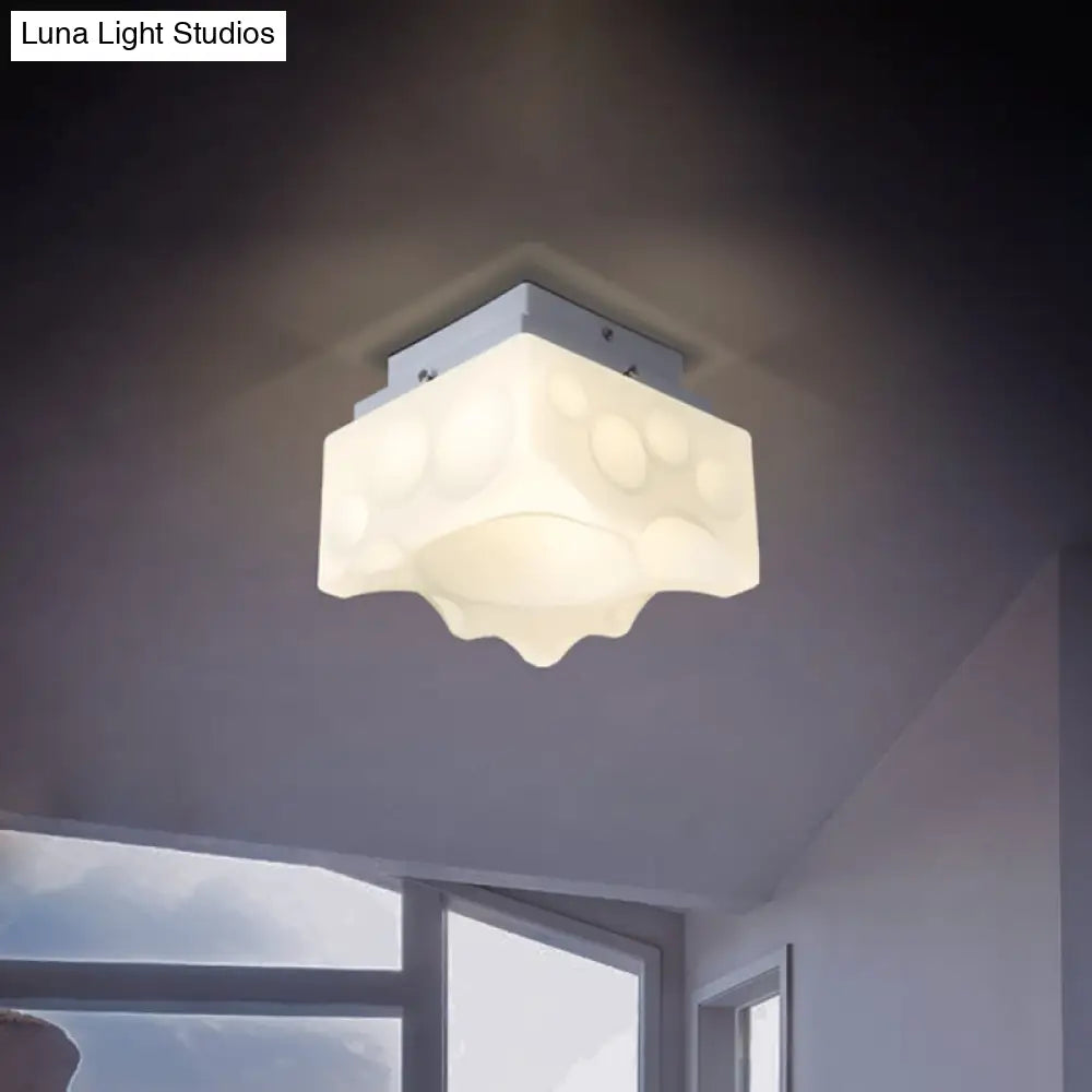 Geometric Led Flush Light For Hallway - Simple White Acrylic Ceiling Fixture