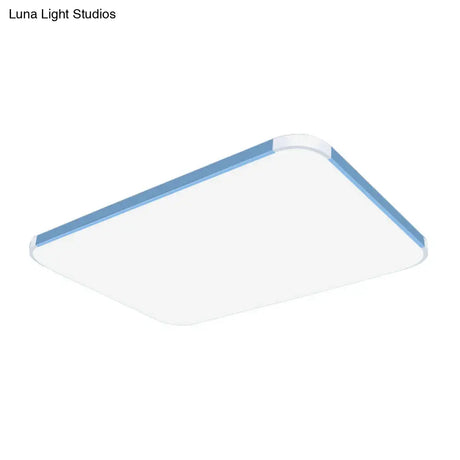 Geometric Led Flush Mount Lamp In Macaron Colors - 12’/15’/17’ Wide