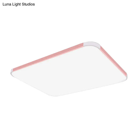 Geometric Led Flush Mount Lamp In Macaron Colors - 12’/15’/17’ Wide