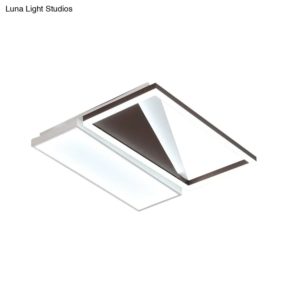 Geometric Led Flush Mount Light Black And White Acrylic Modern Design 18’/21.5