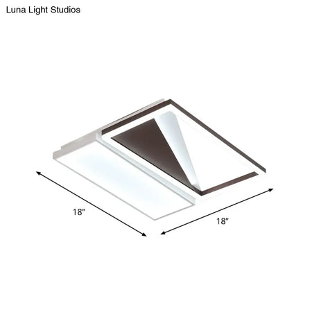 Geometric Led Flush Mount Light Black And White Acrylic Modern Design 18’/21.5