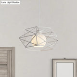 Geometric Metal Cage Pendant Light For Industrial Dining Rooms - Black/White