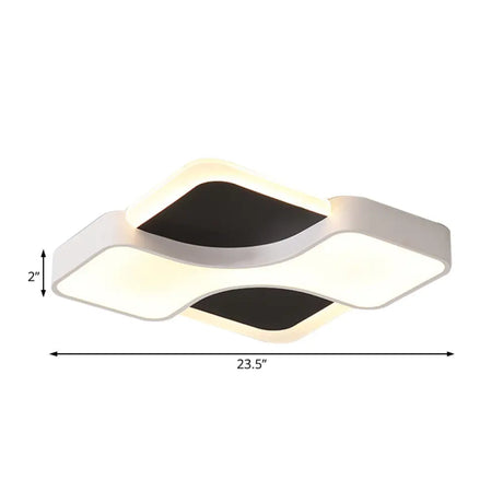 Geometric Metal Led Flush Ceiling Light Fixture In White/Warm 16.5/19.5/23.5 Wide