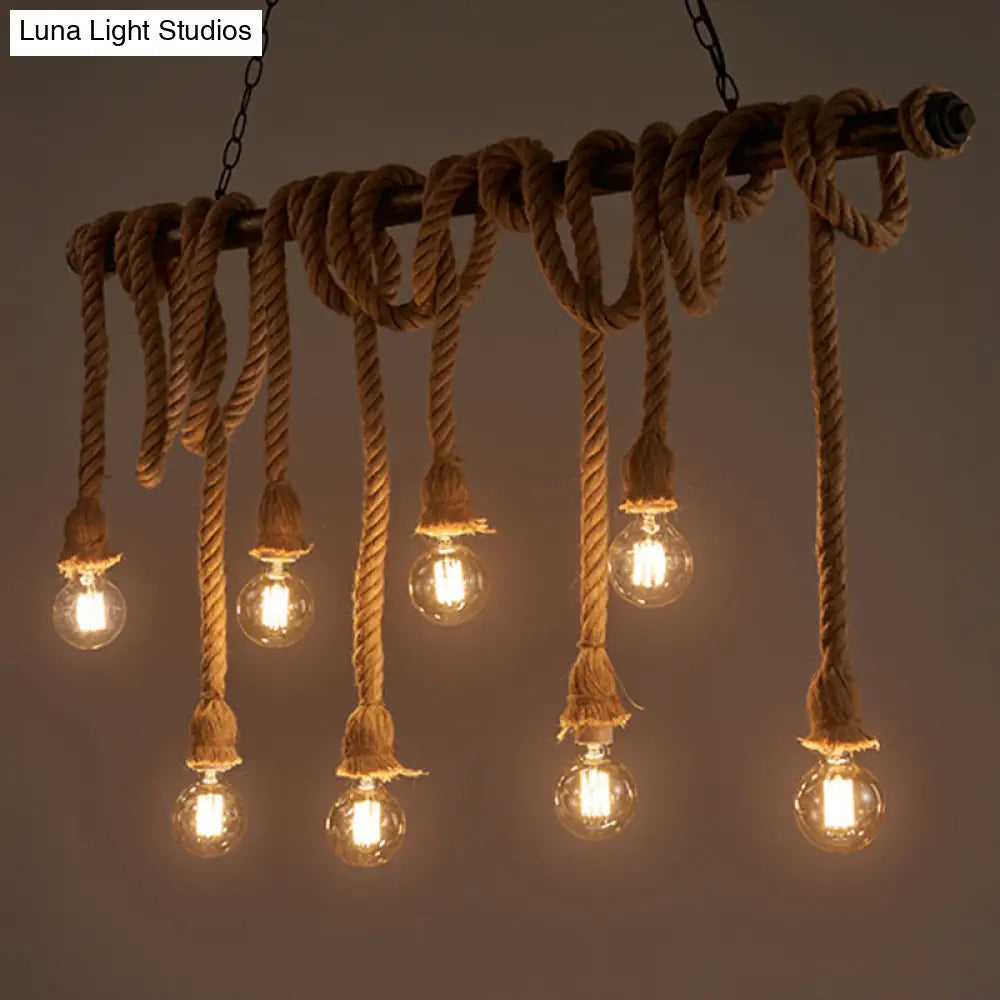 Geometric Natural Rope Chandelier In Brown For Rustic Ambiance