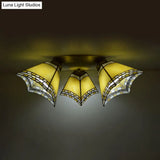 Geometric Stained Glass Flushmount Light - Vintage Style 3 Colors Perfect For Bedrooms