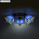 Geometric Stained Glass Flushmount Light - Vintage Style 3 Colors Perfect For Bedrooms