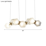 Geometric White Glass Shade Chandelier Kit: Modern Gold Led Hanging Lamp For Living Room - 2/4/6