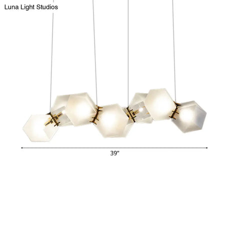 Geometric White Glass Shade Chandelier Kit: Modern Gold Led Hanging Lamp For Living Room - 2/4/6