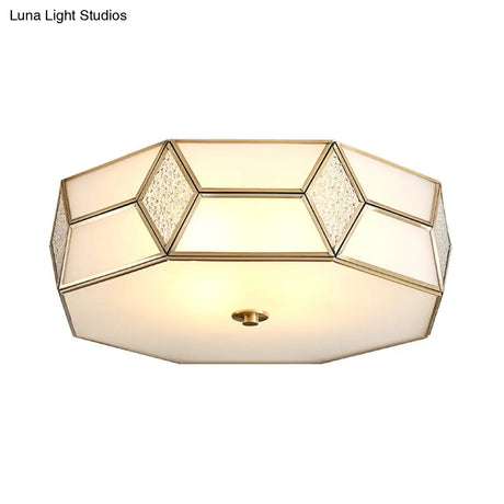 Geometrical Flush Mount Traditional White Glass Chandelier - Wide Options 2/3 Bulbs