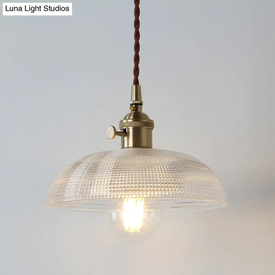 Farmhouse Pendant Light With Clear Glass Shade And Brass Finish