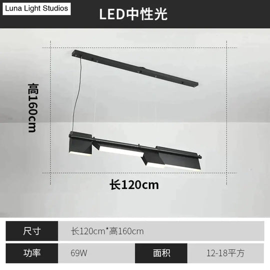 Giada - Simple Modern Black Led Chandelier Light Length-120Cm / Natural Light