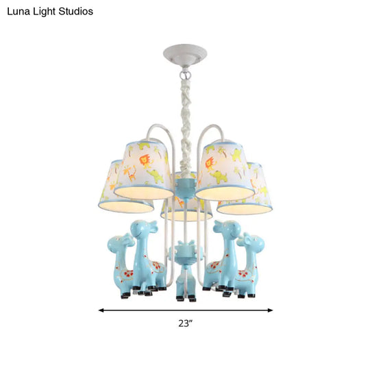 Giraffe Cartoon Chandelier - Colorful Candy Resin Hanging Light For Study Room