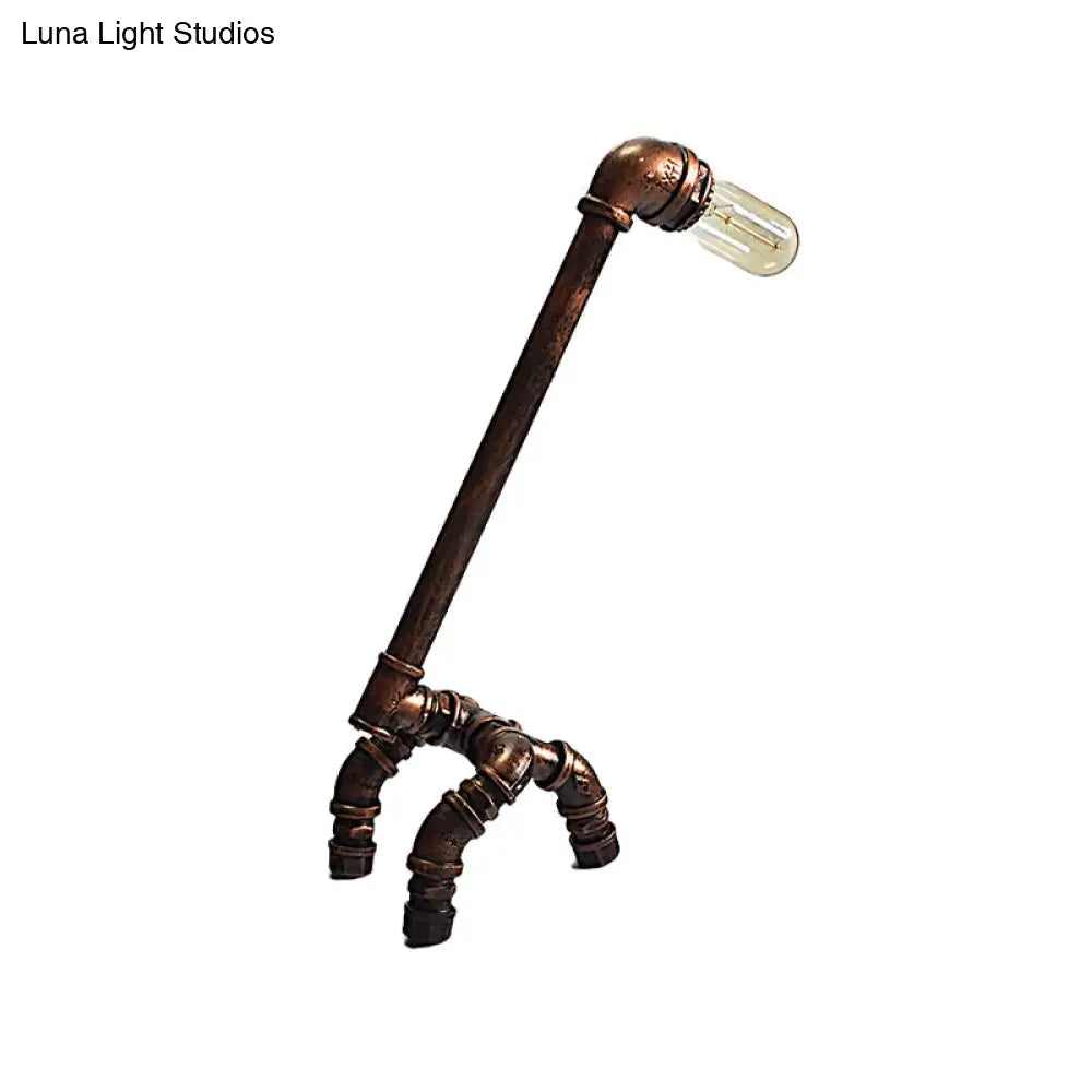 Giraffe Iron Table Lamp - Antiqued 1-Light Rust Finish For Dining Room Lighting
