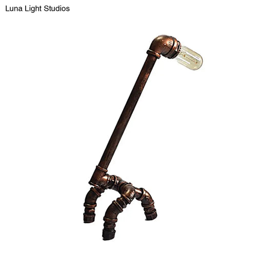 Giraffe Iron Table Lamp - Antiqued 1-Light Rust Finish For Dining Room Lighting