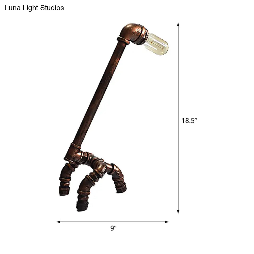 Giraffe Iron Table Lamp - Antiqued 1-Light Rust Finish For Dining Room Lighting