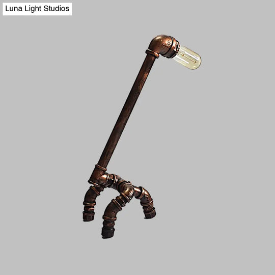 Giraffe Iron Table Lamp - Antiqued 1-Light Rust Finish For Dining Room Lighting