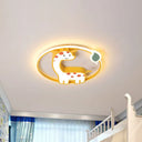 Giraffe Kids Ceiling Light Fixture - Iron Frame Led Yellow Flush Mount For Children’s Bedroom / 16’