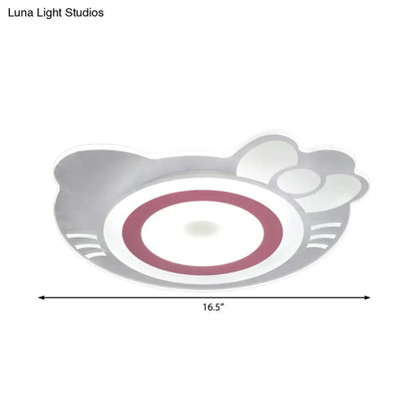 Girl Bedroom Kitten Led Ceiling Light In White And Pink - Adorable Stylish