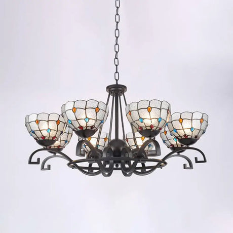 Glamorous Tiffany Chandelier With Frosted Glass Suspension And Multiple Sizes: 3 6 Or 8 Lights In