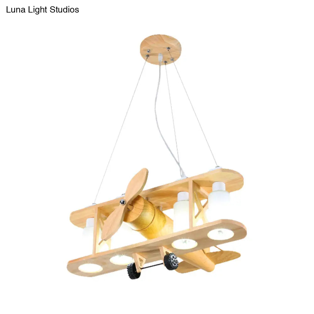 Glider Shape Pendant Light - Cool Metal Hanging With 4 Lights For Kindergarten And Cloth Shop