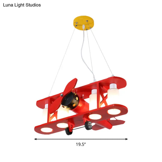 Glider Shape Pendant Light - Cool Metal Hanging With 4 Lights For Kindergarten And Cloth Shop