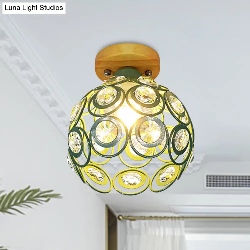 Global Metal Lampshade Nordic Flush Mount Lighting In Pink/Green/Gray For Foyer