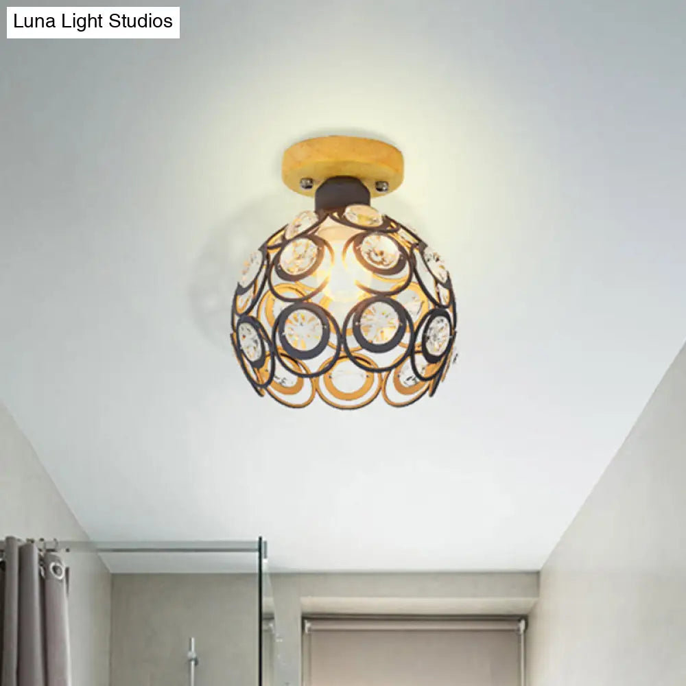 Global Metal Lampshade Nordic Flush Mount Lighting In Pink/Green/Gray For Foyer