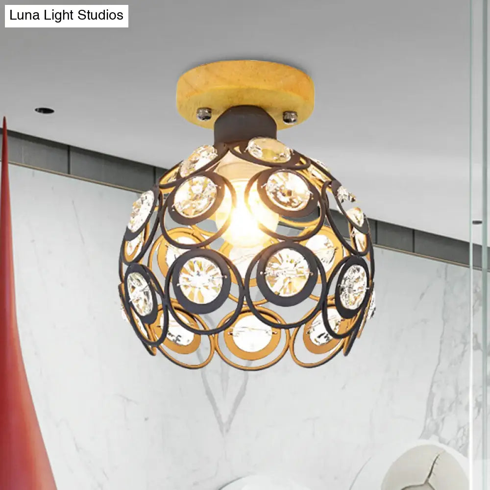 Global Metal Lampshade Nordic Flush Mount Lighting In Pink/Green/Gray For Foyer