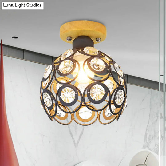 Global Metal Lampshade Nordic Flush Mount Lighting In Pink/Green/Gray For Foyer