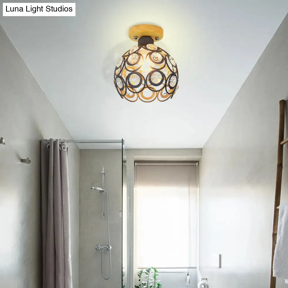 Global Metal Lampshade Nordic Flush Mount Lighting In Pink/Green/Gray For Foyer Grey