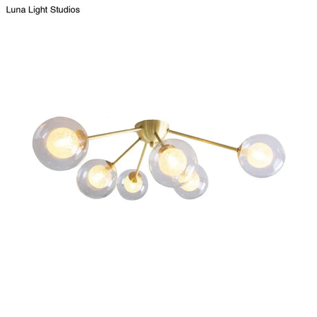 Global Semi Flush Mount Light Fixture In Gold With Clear/Amber/Smoke Glass And Led Lights - Perfect