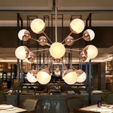 Globe Dining Room Semi Flush Mount Light With White/Clear/Smoke Grey Glass - 9/12/15 Lights