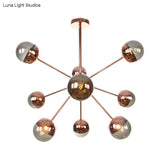 Globe Dining Room Semi Flush Mount Light With White/Clear/Smoke Grey Glass - 9/12/15 Lights