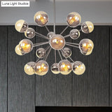 Globe Dining Room Semi Flush Mount Light With White/Clear/Smoke Grey Glass - 9/12/15 Lights