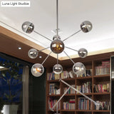 Globe Dining Room Semi Flush Mount Light With White/Clear/Smoke Grey Glass - 9/12/15 Lights