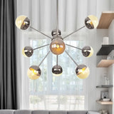 Globe Dining Room Semi Flush Mount Light With White/Clear/Smoke Grey Glass - 9/12/15 Lights
