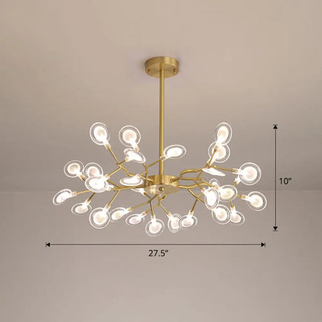 Glowworm Chandelier: Postmodern Acrylic Hanging Light For Dining Room 30 / Brass