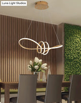 Gold Acrylic Knot Hanging Lamp: Minimalist Led Linear Chandelier For Restaurants