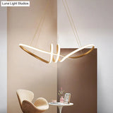 Gold Acrylic Knot Hanging Lamp: Minimalist Led Linear Chandelier For Restaurants