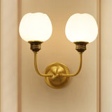 Gold Antique Sconce Light Fixture With Milky Glass Bud - Wall Mounted Lamp For Living Room 2 /