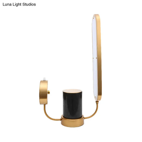 Gold Arc Led Night Table Lamp With Acrylic Shade - Stylish Metal Desk Light