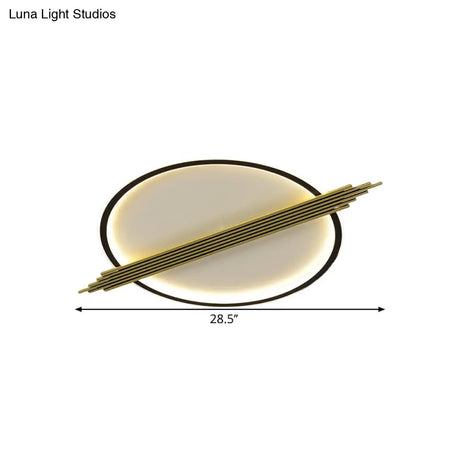 Gold - Black Circle Led Flushmount Ceiling Light With Acrylic Shade Warm/White 24.5’/28.5’ W