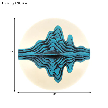 Gold/Blue Chinese Style Led Acrylic Wall-Mounted Lamp With Rounded Mountain Mural For Bedrooms