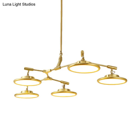 Gold Branch Chandelier Light Fixture - Modern Pendant Kit With 3/5 Heads In Warm/White
