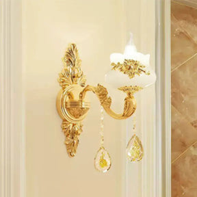 Gold Candelabra Chandelier With Faux Jade Pendulum Light And Curved Arm 1 /