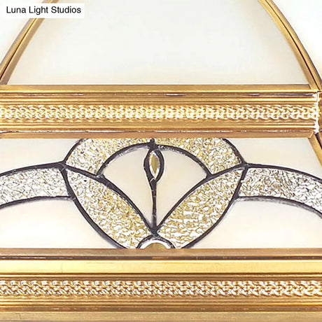 Gold Chandelier Dome With Sandblasted Glass - 6/7 Lights Down Lighting Pendant For Living Room