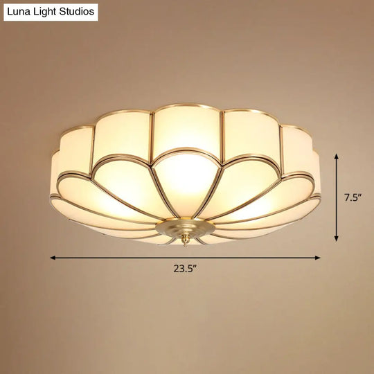 Gold Chrysanthemum Traditional Glass Flush Mount Ceiling Light For Bedroom 6 /